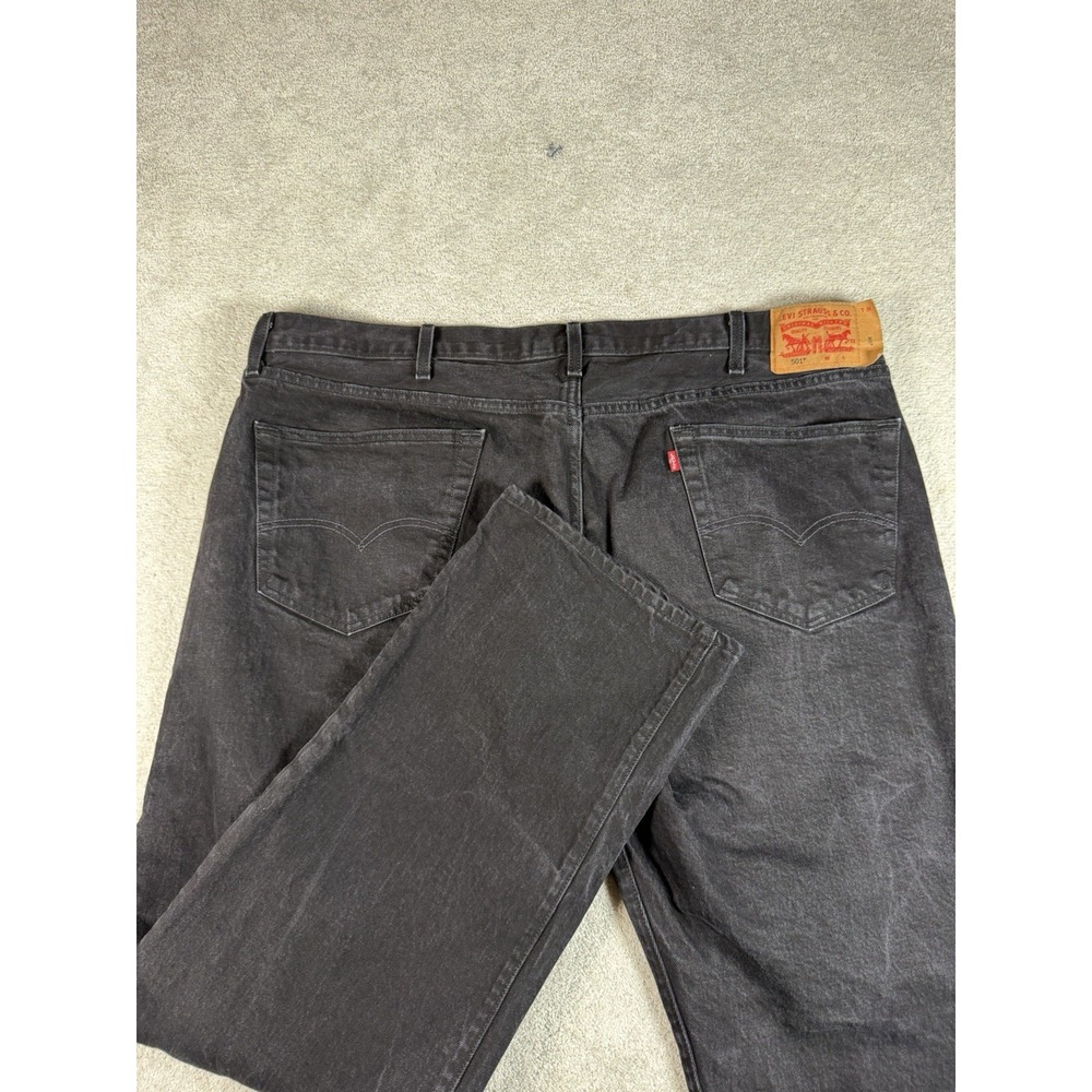Levis‎ 501 Jeans Mens 46x34 Black Fade Denim Straight Leg Button Fly Stretch